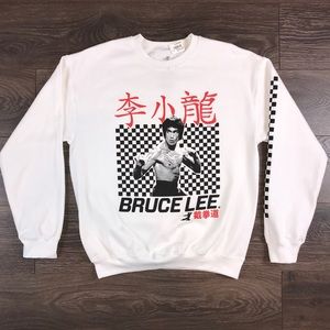 Bruce Lee The Way Of The Dragon Mens White Pullover Crewneck Sweater Size Medium